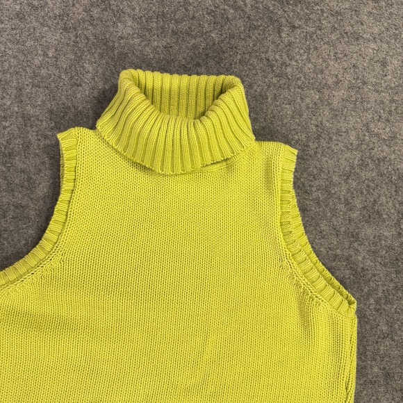 Y2K 90s Mossimo Sweater Women Large Chartreuse Turtleneck Sleeveless Cotton USA - Picture 2 of 8